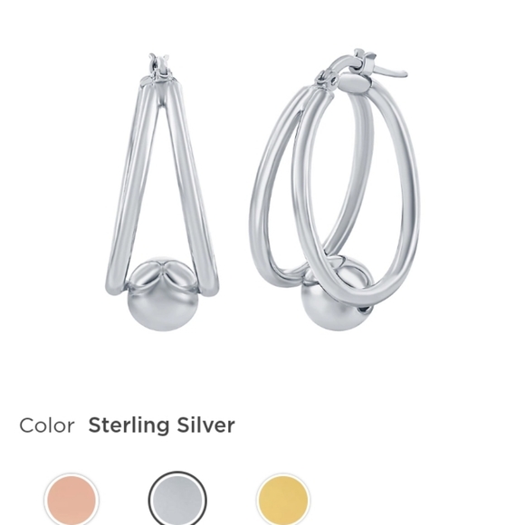 2 Sets Elegant Silver Hoop and Stud Earrings - Picture 6 of 10